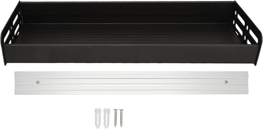 Wall Mount Seasoning Organizer, Rack Organizer for Kitchen Bathroom Bedroom, 40cm Rustproof Aluminum Shower Shelves with Detachable Design, Multifunctional Storage Rack for S (Black)