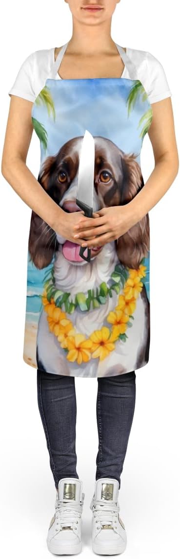 Caroline's Treasures English Springer Spaniel Luau Apron Cooking Kitchen Server Baking Crafts Gardening for Adult Women Men, Unisex, Large, Multicolor