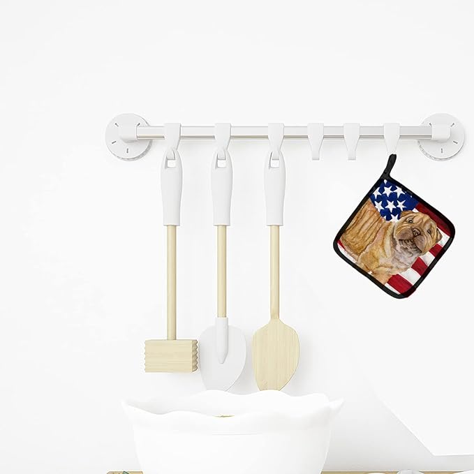 Caroline's Treasures BB9719PTHD Shar Pei Puppy Patriotic Pair of Pot Holders Kitchen Heat Resistant Pot Holders Sets Oven Hot Pads for Cooking Baking BBQ, 7 1/2 x 7 1/2