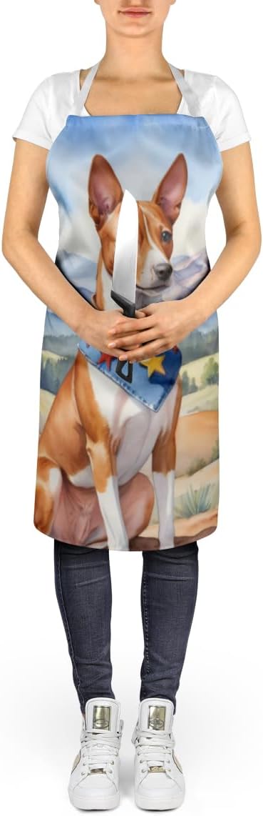 Caroline's Treasures Basenji Cowboy Welcome Apron Cooking Kitchen Server Baking Crafts Gardening for Adult Women Men, Unisex, Large, Multicolor