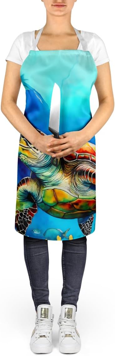 Caroline's Treasures Loggerhead Sea Turtle Apron Cooking Kitchen Server Baking Crafts Gardening for Adult Women Men, Unisex, Large, Multicolor