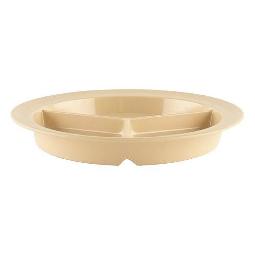 G.E.T. CP-530-T Tan 9" 3-Compartment Plate, Break Resistant Dishwasher Safe Melamine Plastic, Supermel Collection (Pack of 12)