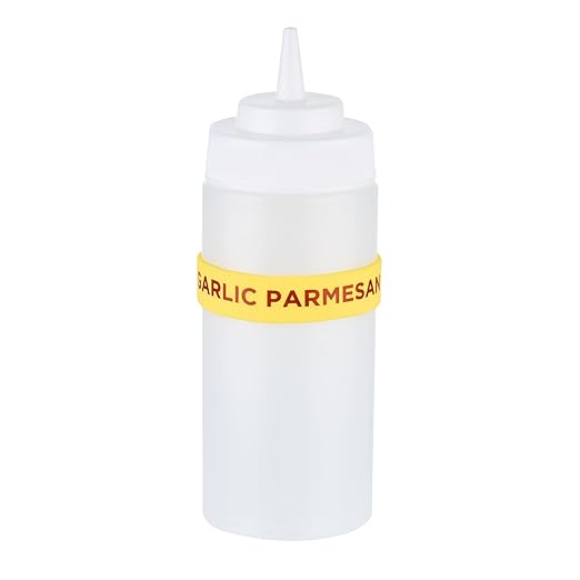 Restaurantware Silicone Squeeze Bottle Band 10 Count 2.75 Inch Dishwasher Safe Condiment Identification Band, Garlic Parmesan Yellow Non-Slip Band for Condiment Labeling at Restaurants, Food Trucks