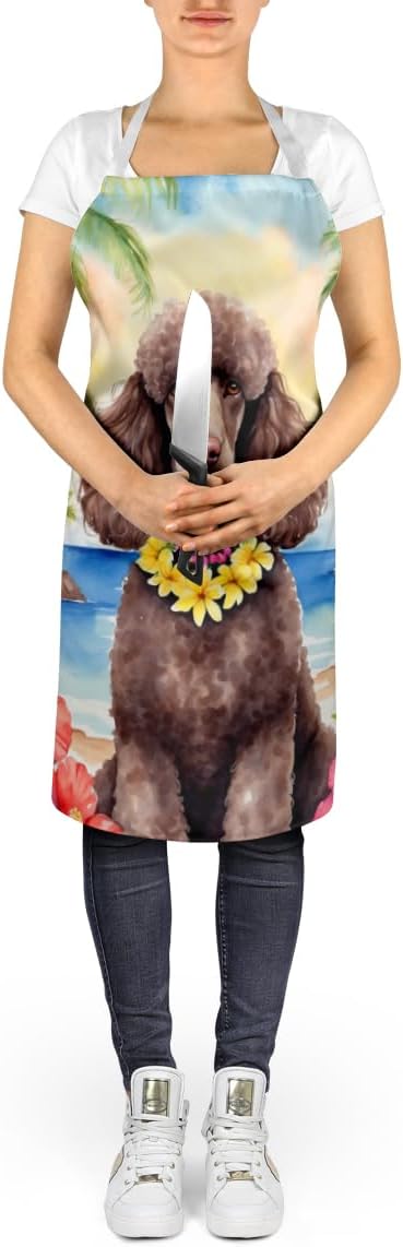 Caroline's Treasures Chocolate Poodle Luau Apron Cooking Kitchen Server Baking Crafts Gardening for Adult Women Men, Unisex, Large, Multicolor