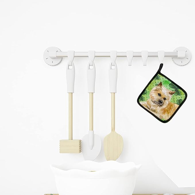 Caroline's Treasures BB9864PTHD Cairn Terrier St Patrick's Pair of Pot Holders, Green Kitchen Heat Resistant Pot Holders Sets Oven Hot Pads for Cooking Baking BBQ, 7 1/2 x 7 1/2