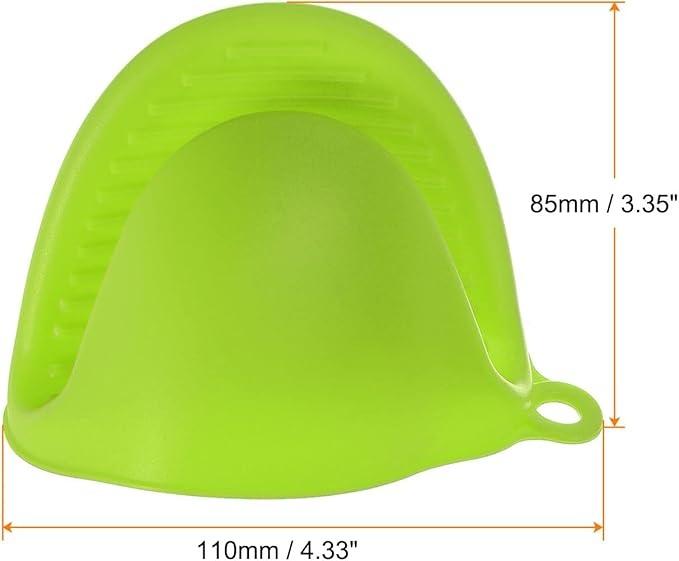 HARFINGTON 4pcs Thickened Mini Oven Gloves, Heat Resistant Silicone Oven Mitts Finger Pinch Grips Pot Holder for Kitchen, Cooking, Baking, BBQ Heat Resistant Gloves, Green