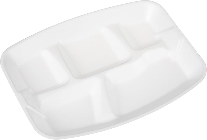 Hefty Everyday Soak-Proof Foam Compartment Tray, White, 9 x 11 Inch, 40 Count