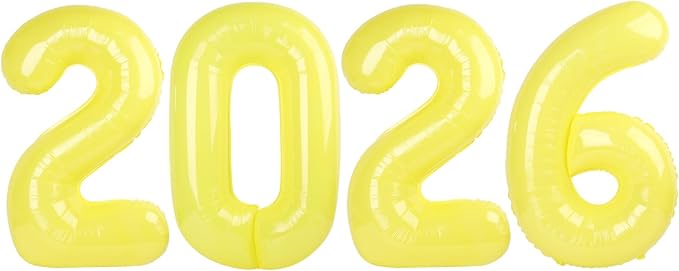Yellow 2026 Number Balloon, Yellow Number Balloons 40 Inch, 2026 Balloon Birthday Decorations, 2026 Birthday Party Supplies, 2026 Graduation Party Favors, Class of 2026 Decorations