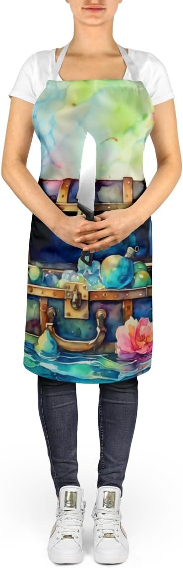Caroline's Treasures Treasure Chest Apron Cooking Kitchen Server Baking Crafts Gardening for Adult Women Men, Unisex, Large, Multicolor