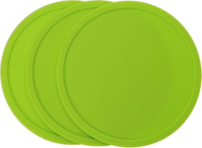 ONLYKXY 3 Pieces 3.93 Inch Silicone Coasters, Round Coasters for Drinks, Beverage Coffee Tea Coaster (Green)
