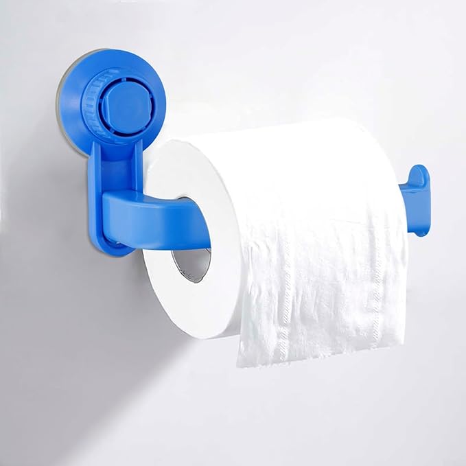 Punch-Free Paper Towel Holder, 10x14.5cm Wall-Mounted Toilet Roll Dispenser with Strong Suction Cup, ABS Material Bathroom Storage Organizer for Kitchen and Restroom(blue)