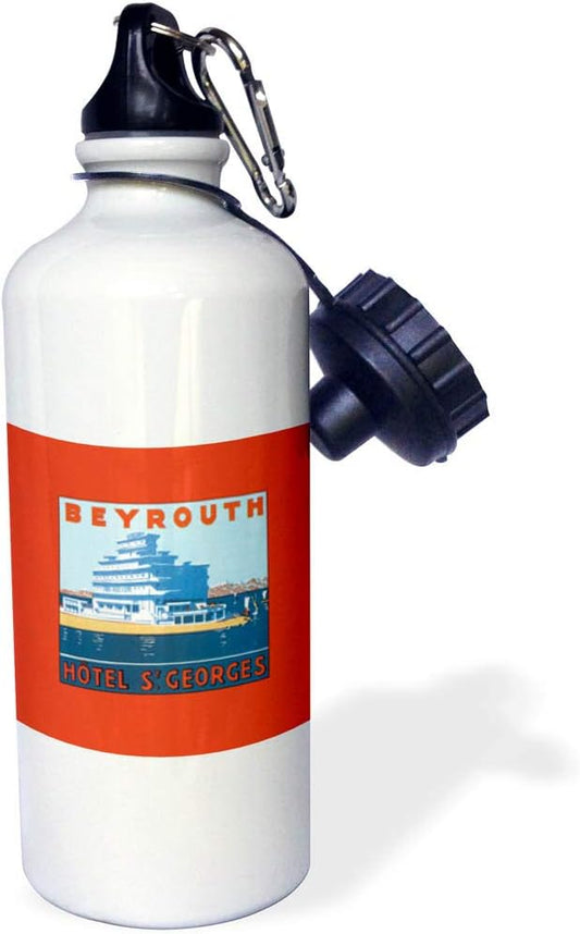 3dRose Beyrouth St Georges Hotel on the Waterfront Luggage Label-Sports Water Bottle, 21oz , Multicolored