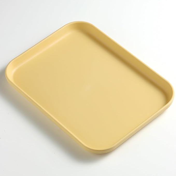 SUTOKAKA Decorative Serving Tray, Manicure Tools Storage Dish, Perfume Jewelry Dinner Placing Plate for Bedroom Kitchen Salon Supplies (Yellow - 1PC, 7.87 * 5.91 * 0.59 INCH)