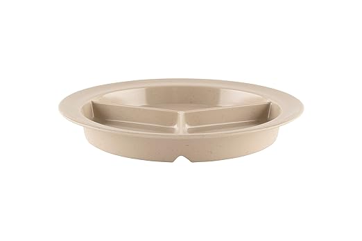 G.E.T. CP-530-S-EC Heavy-Duty 3 Compartment Plastic Divided Compartment Plates, Deep Sided, 9", Sandstone (Set of 4)