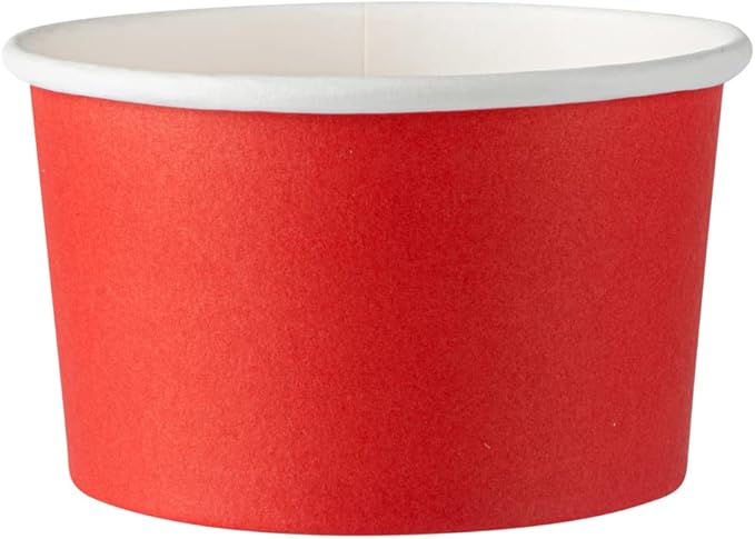 Coppetta 5-Ounce Dessert Cups, 50 Disposable Ice Cream Cups - Lids Sold Separately, Sturdy, Red Paper Frozen Yogurt Bowls, For Hot And Cold Foods, Perfect For Gelato Or Mousse - Restaurantware