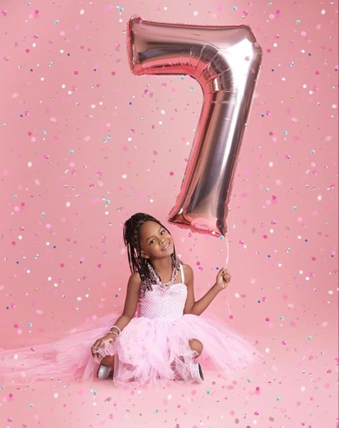 Number 7 Balloons Rose Gold Party Decorations for Women Men, 40 In Big 7th Balloons for Engagement, Wedding, Celebration Party, Graduations, Photo Shoot