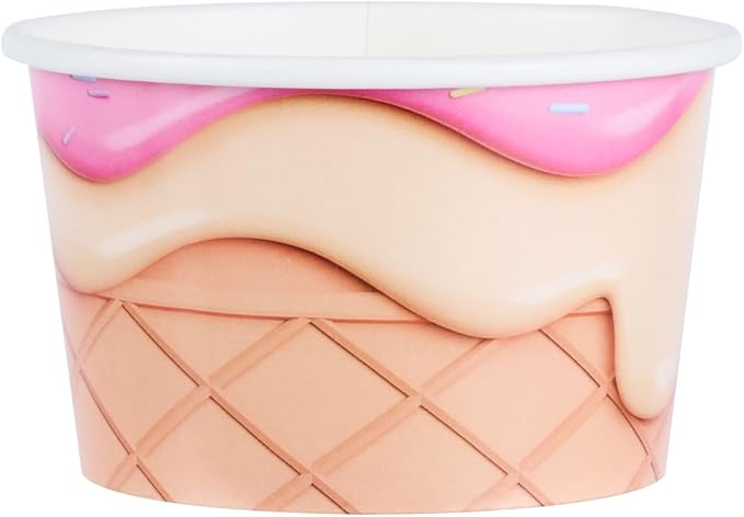 Restaurantware Ice Cream Cups 50 Pack of 8 oz Leak-Resistant Disposable Dessert Bowl Frozen Yogurt Cup Round Paper Container For Cold And Hot Desserts