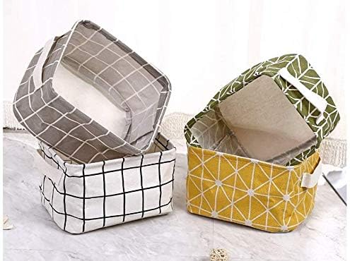 Tamicy Mini Storage Basket（Pack of 5）- Blend Storage Bins for Makeup, Book, Baby Toy,8x6x5.5 inch Home Decor Canvas Organizers Bag 8x6.3x5.1 inch