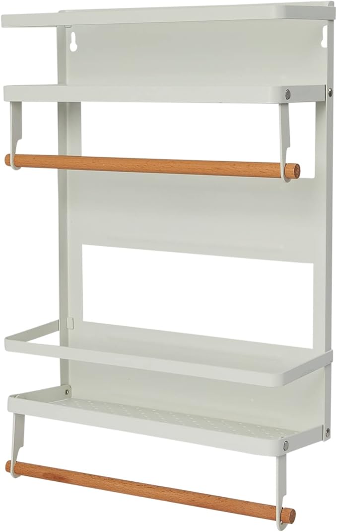 Household Essentials Metal Magnetic Organizer with Paper Towel Holder, White