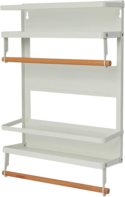 Household Essentials Metal Magnetic Organizer with Paper Towel Holder, White