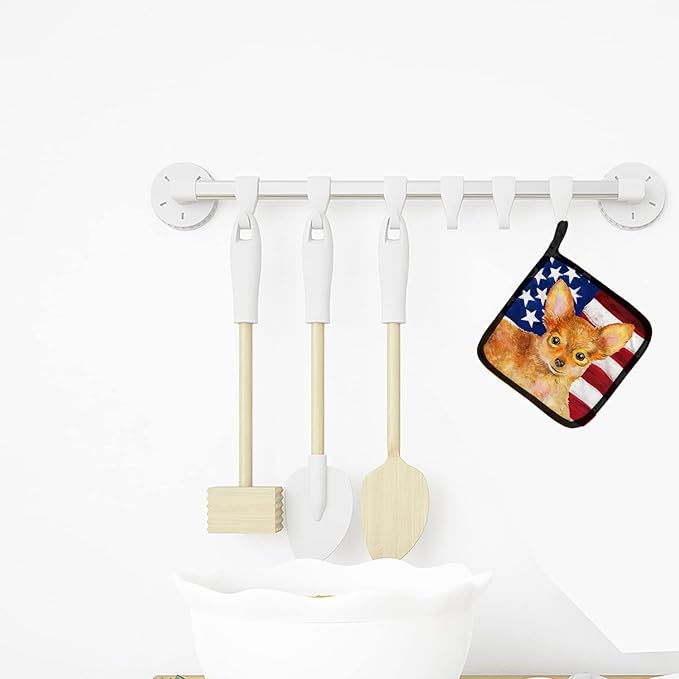 Caroline's Treasures BB9722PTHD Toy Terrier Patriotic Pair of Pot Holders Kitchen Heat Resistant Pot Holders Sets Oven Hot Pads for Cooking Baking BBQ, 7 1/2 x 7 1/2