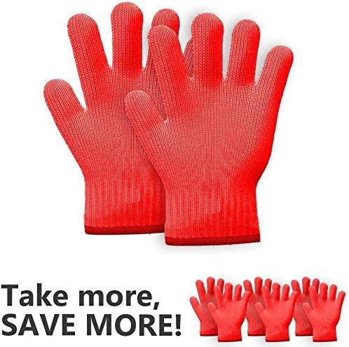 Killer's Instinct Outdoors 1 Pair Heat Resistant Gloves Oven Gloves Heat Resistant with Fingers Red Mitts Kitchen Pot Holders Cotton Mitts Red Kitchen Holders Double Set