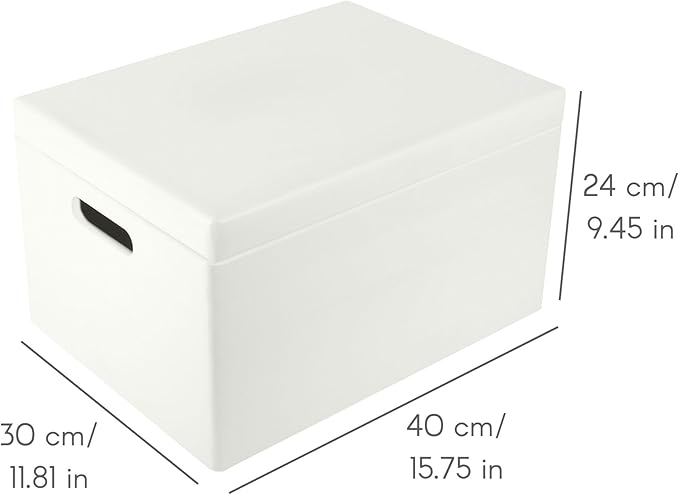Creative Deco Large White Wooden Box Storage with Hinged Lid | 15.8x11.8x9.44in (+-0.5) | Keepsake Gift Box Storage Document | Wood Chest Trunk PRODUCT NOT INTENDED FOR 15 YEARS OR BELOW