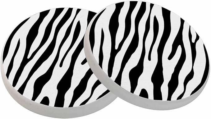 oFloral Black White Coasters for Drinks Zebra Stripe Animal Skin Textures Trendy Cups Place Mats for Home Decor Set of 2, 4 Inch
