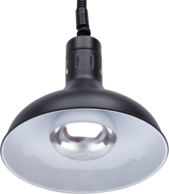 250W Commercial Hanging Food Heat Lamp, 110V Ceiling Mounted Infrared Food Warmer Light, 122℉ Retractable Warming Lamp for Restaurant Buffet Kitchen Cafeteria Hotel and Home Use(Black)