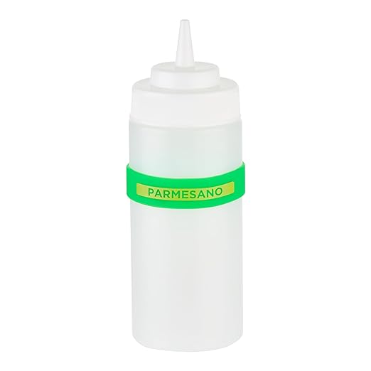 Restaurantware Silicone Squeeze Bottle Band 10 Count 2.75 Inch Dishwasher Safe Condiment Identification Band, Parmesan Green Non-Slip Label Band for Condiment Labeling at Restaurants, Food Trucks