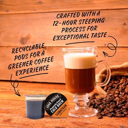 JAVA HOUSE Dark Roast Sumatran Cold Brew Capsules, 1.35 Fluid Ounces (6 Count) Peel and Pour, TSA Approved, Travel Friendly Cold Brew, Hot or Iced, Instant Coffee Concentrate