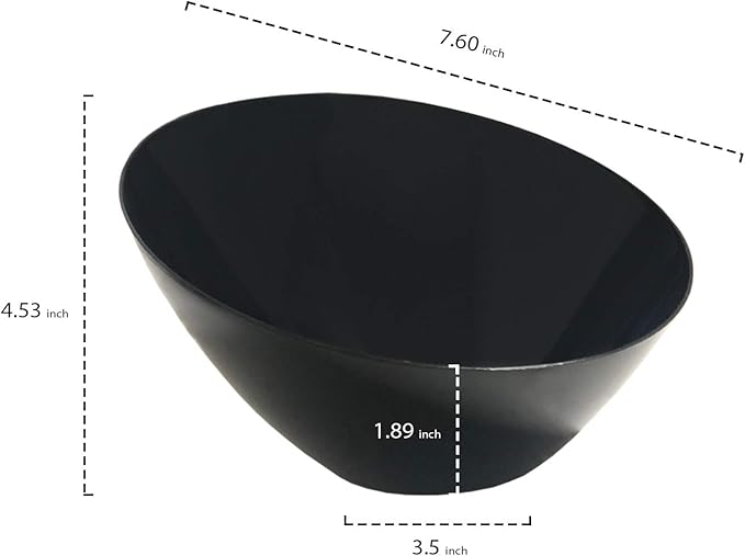 Party Essentials Disposable Hard Plastic Angle Bowl, Pack of 2, 20-Ounce Black