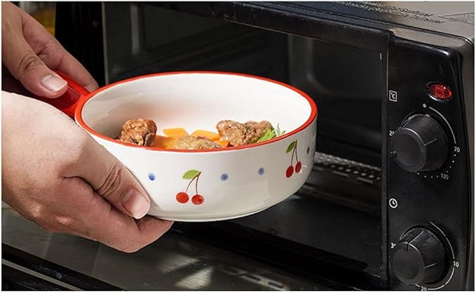 Dishes Ceramic Handle Bowl Fruit Salad Breakfast Bowl Instant Noodle Dishes Creative Cute Baking Household Kitchen Tableware (Color : H) (C)
