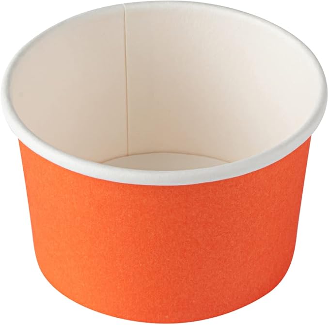 Coppetta 3-Ounce Dessert Cups, 50 Disposable Ice Cream Cups - Lids Sold Separately, Durable, Orange Paper Frozen Yogurt Bowls, For Hot And Cold Foods, Perfect For Gelato Or Mousse - Restaurantware