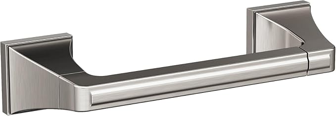 Amerock BH36021G10 | Brushed Nickel Pivoting Double Post Toilet Paper Holder | 8-13/16 in. (224 mm) Toilet Tissue Holder | Mulholland | Bath Tissue Holder | Bathroom Hardware | Bath Accessories
