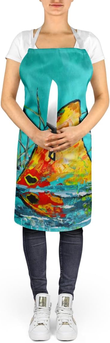 Caroline's Treasures In The Marsh Red Fish Apron Cooking Kitchen Server Baking Crafts Gardening for Adult Women Men, Unisex, Large, Multicolor