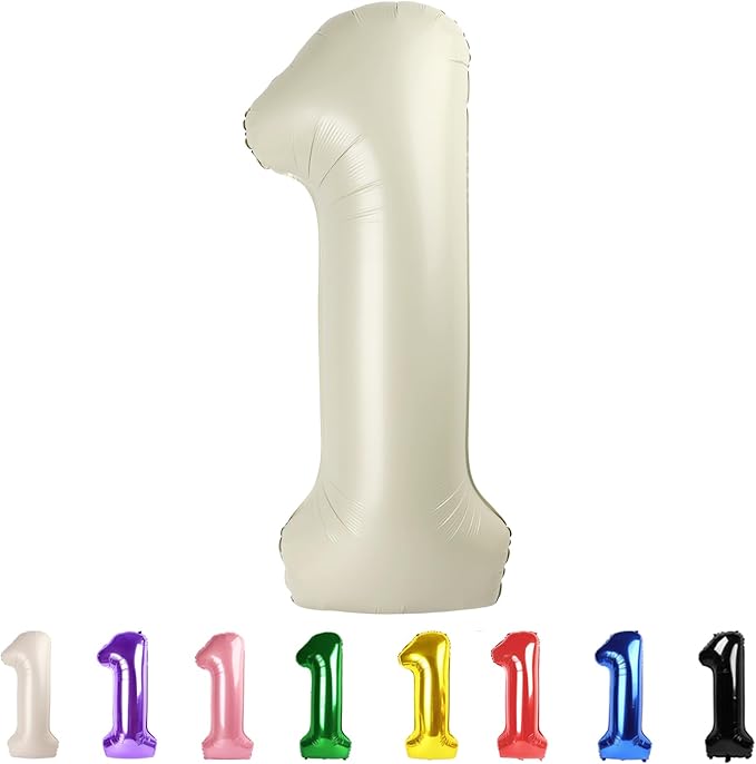 Cream One Number Balloons 40 Inch First Birthday Decorations for Boy, Big Balloons Birthday Party Supplies for Engagement, Wedding, Celebration Party, Graduations, Photo Shoot