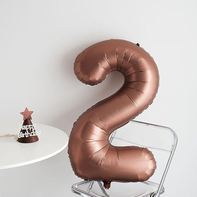 Numbers Balloon 40 Inch Giant 2 for Girl Boy Men Women, Coffee Brown Balloon Number for 2025 Graduation Decoration, Balloons for 2nd 12 21st Party Birthday Celebration Decorations Anniversary