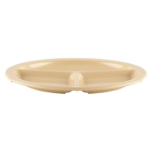 G.E.T. CP-533-T Melamine 3-Compartment Divided Plates, 10", Tan (Set of 12)