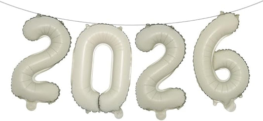16 Inch 2026 Balloons Number 2026 Foil Balloons for New Years Eve Party Supplies Anniversary Party Graduation Decorations Home Office Decoration (2026 Cream)