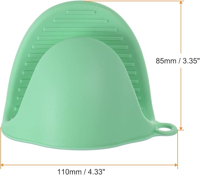 HARFINGTON 4pcs Thickened Mini Oven Gloves, Heat Resistant Silicone Oven Mitts Finger Pinch Grips Pot Holder for Kitchen, Cooking, Baking, BBQ Heat Resistant Gloves, Light Green