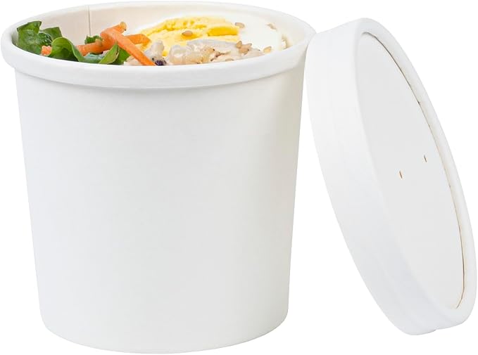 Restaurantware-Bio Tek 12 Ounce Disposable Soup Cups, 200 Microwavable Paper Soup Cups - Vented Lids Sold Separately, Hot And Cold Foods, White Paper To Go Containers, For Desserts Or Treats
