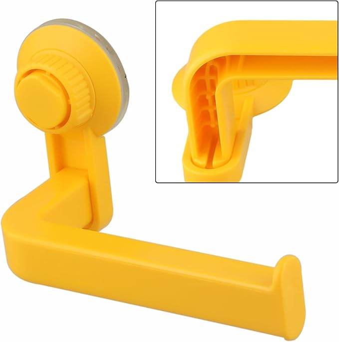 Punch-Free Paper Towel Holder, 10x14.5cm Wall-Mounted Toilet Roll Dispenser with Strong Suction Cup, ABS Material Bathroom Storage Organizer for Kitchen and Restroom(Yellow)