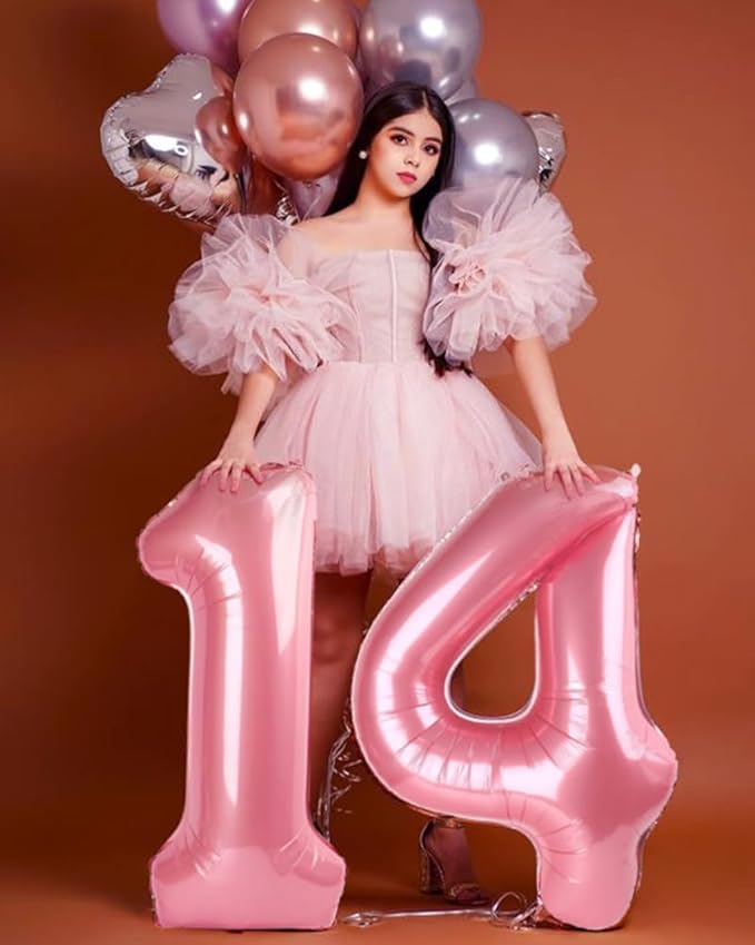 20 Balloons Number, 20th Birthday Decorations for Women Men, Numbers 20 Balloons 40 In Pearl Pink Birthday Party Decorations for Wedding, Celebration Party, Graduations