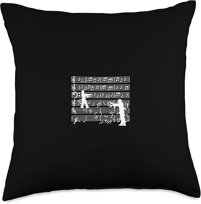 Music Notes with Zombi on Music Sheet - Music Teacher Throw Pillow