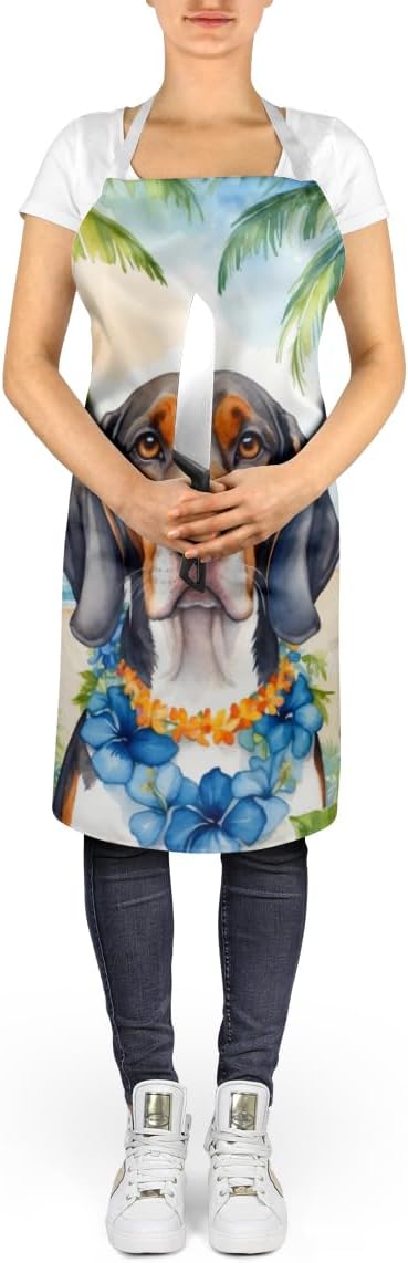 Caroline's Treasures American English Coonhound Luau Apron Cooking Kitchen Server Baking Crafts Gardening for Adult Women Men, Unisex, Large, Multicolor