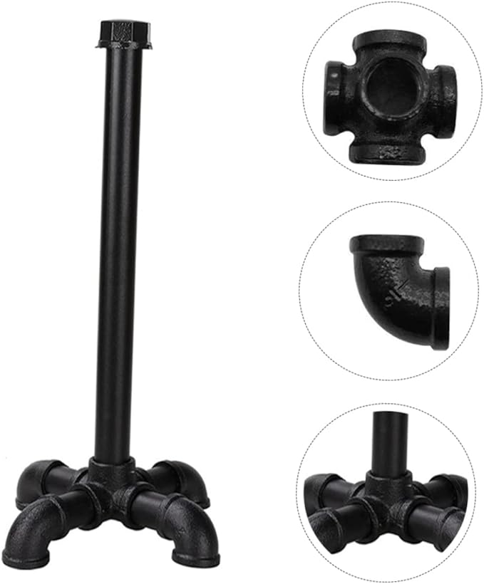 OSALADI Industrial Style Water Pipe Paper Towel Holder Vintage Black Kitchen Tissue Rack Weighted Base Suitable for Home and Restaurant Use