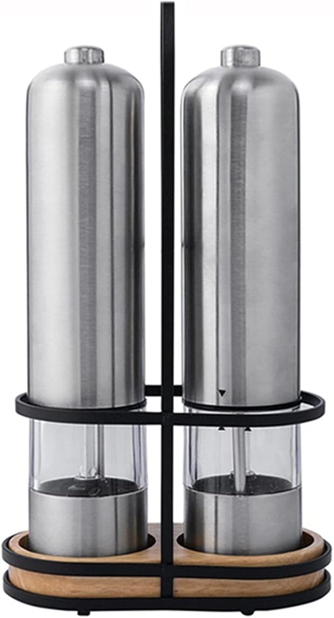 Pepper Mill Grinder 2 Pcs Stainless Steel Electric Salt and Pepper Mill Set Herb Spice Grinder Adjustable Coarseness One Handed Operation Kitchen Gadget for Home, Barbecue, Party (Color : 1) (3 )