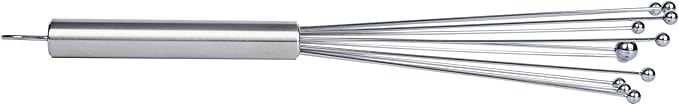 Restaurantware 10.5 in Stainless Steel Ball Whisk - German Standard Egg Beater with Ergonomic Handle, Dishwasher Safe - Manual Mixer Cooking Whisk for Baking, Stirring, Sauces, Beating