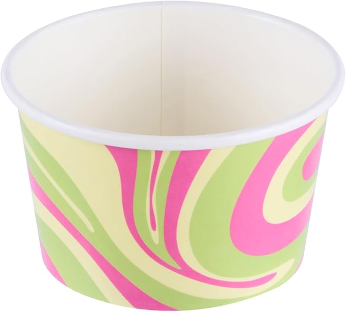 Restaurantware Ice Cream Cups 200 Pack of 8 oz Leak-Resistant Disposable Dessert Bowl Frozen Yogurt Cup Round Paper Container For Cold And Hot Desserts